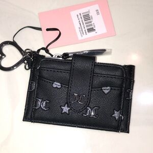 Juicy Couture Liquorice Gunmetal Glitter Star Girl Tab Elongated CC Wallet NWT